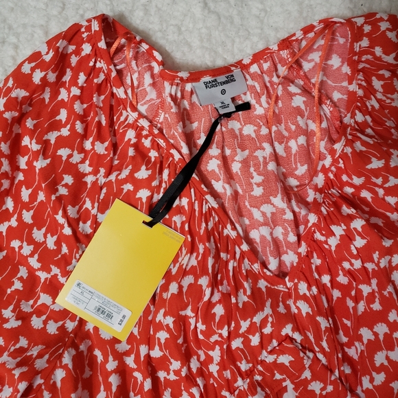 DVF for Target Women's V-Neck Ginkgo Cherry Tomato Maxi Dress - Picture 11 of 12